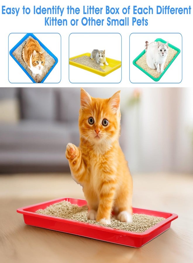 AojSup 10 Pcs Small Kitten Litter Box 11 x 8.5 x 1.2 in Rabbit Litter Pan Mini Open Cat Box Low Entry Waterproof Travel Toilet for Kittens Bunny Kitty Guinea Pig Small Pet Supplies (Multicolor) - Image 4